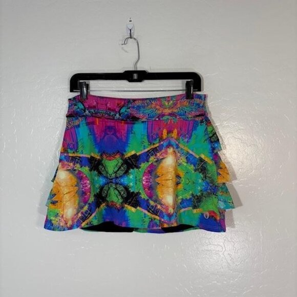 Dona Jo Skort Womens Medium Size 2 Multicolor Tiered Ruffle Tennis Running Golf - Picture 1 of 7